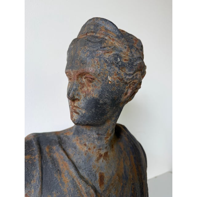 Antique Cast Iron Roman Goddess Diana Diana Bust Sculpture For Sale - Image 9 of 11