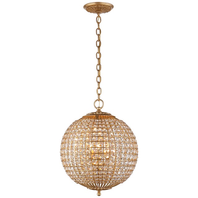 AERIN for Visual Comfort Signature Renwick Small Sphere Chandelier in Gild with Crystal For Sale