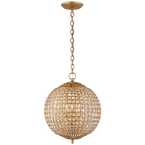 AERIN for Visual Comfort Signature Renwick Small Sphere Chandelier in Gild with Crystal
