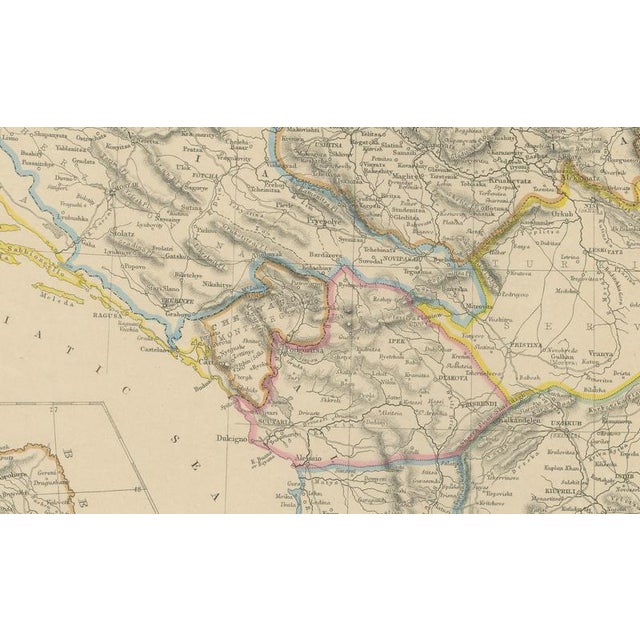 Antique Hand-Colored Map of Turkey in Europe and the Balkans, 1860s For Sale - Image 3 of 9