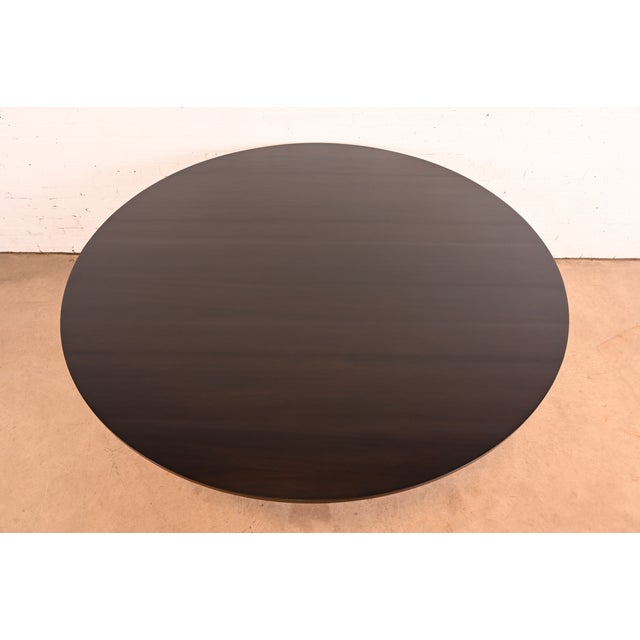 1990s Barbara Barry for Baker Furniture Modern Art Deco Mahogany Pedestal Dining Table, Newly Refinished For Sale - Image 5 of 10