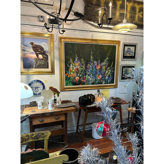 Large Original Painting of Flowers in a Garden by French Artist M. Journod For Sale - Image 12 of 12