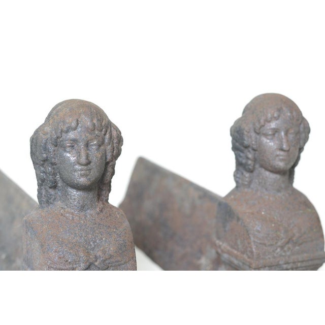 19th Century Cast Iron Andirons, 1890s, Set of 2 For Sale - Image 4 of 9