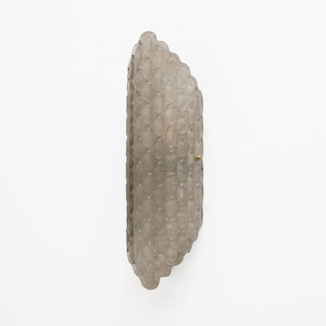 Mid-Century Modern Smoked Murano Glass Wall Sconces with Textured Relief, 2000, Set of 2 For Sale - Image 3 of 7