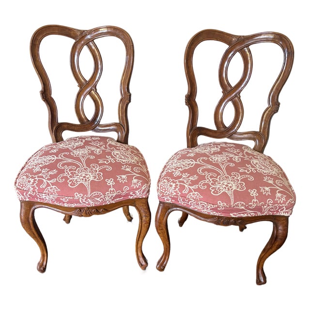 1950s Mid-Century French Provincial Pretzel-Back Chairs - Pair For Sale