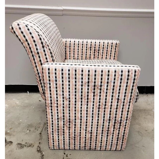 Postmodern 1980s Milo Baughman for Directional Custom Upholstered Lounge Chair With Original Tags For Sale - Image 3 of 12