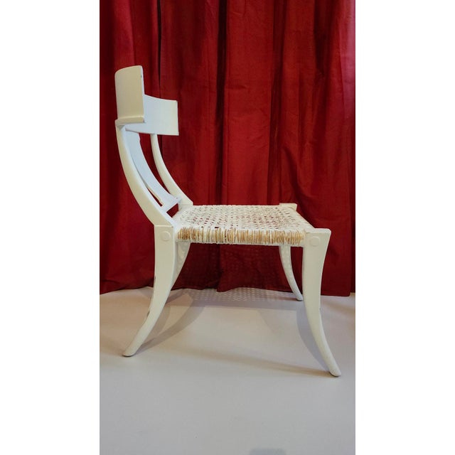 Klismos & Faux Bamboo Distressed Finish Dining Chairs, 2 Klismos End Chairs, 6 Aubrey Side Chairs For Sale - Image 14 of 18