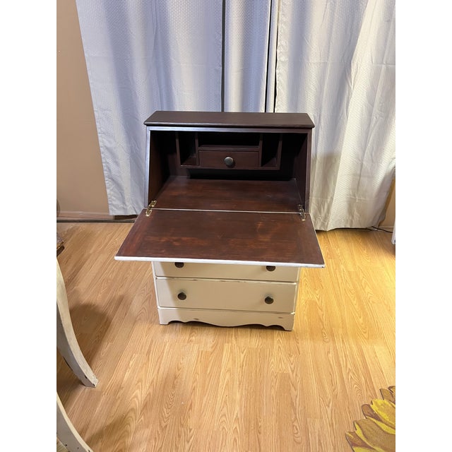 American Mid-20th Century Refinished Drop-Front Secretary Desk For Sale - Image 3 of 10