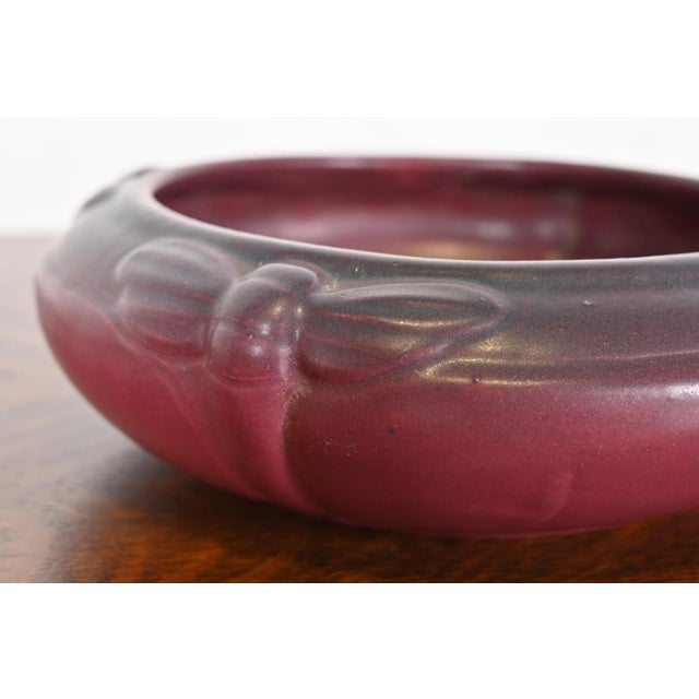 Maroon Van Briggle Arts & Crafts Dragonfly Mulberry Glazed Ceramic Bowl, Early 20th Century For Sale - Image 8 of 12