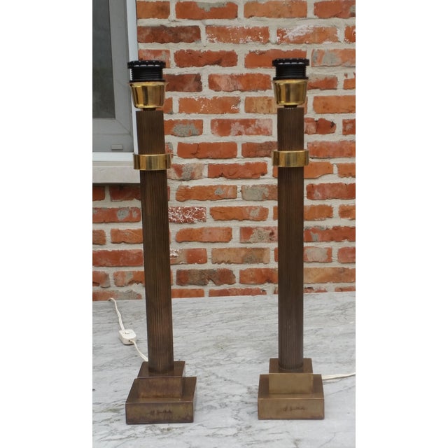 Mid-Century Modern Vintage Bronze Table Lamps by Jean Charles, 1970s, Set of 2 For Sale - Image 3 of 10