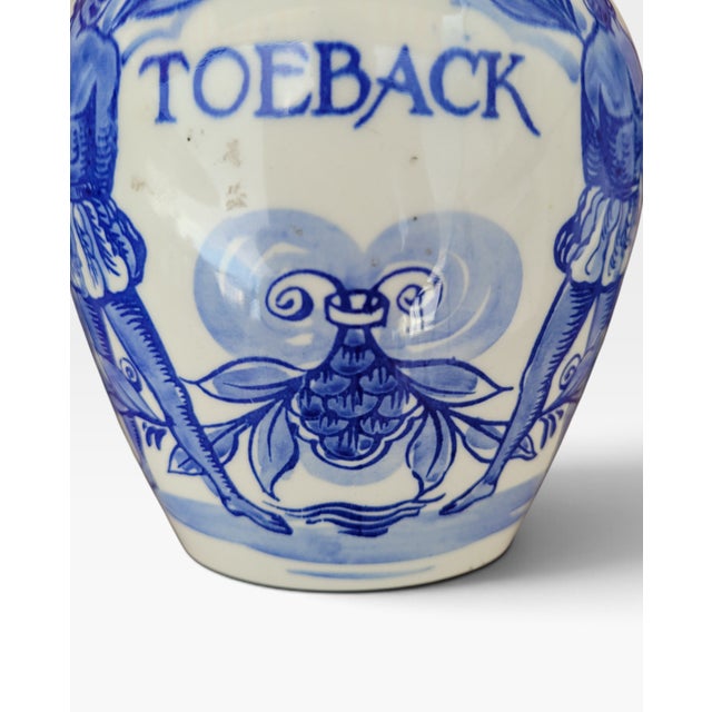 Mid-Century Dutch Hand-Painted Delft Blue Tobacco Jar with Brass Lid, Holland, 1960s For Sale - Image 4 of 17