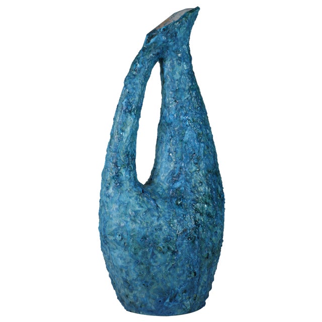 Mid-Century Italian Blue Ceramic Vase by Matteo di Lieto for Vietri, 1950s For Sale