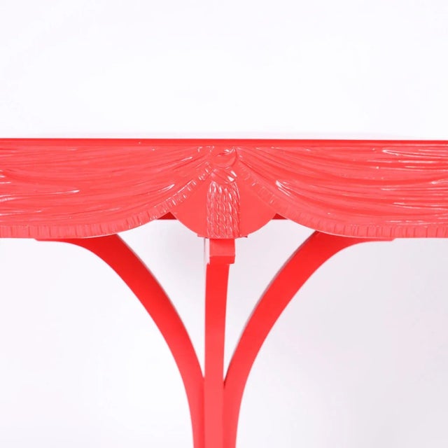 Midcentury Coral Lacquered Regency Side Tables - A Pair For Sale - Image 9 of 10