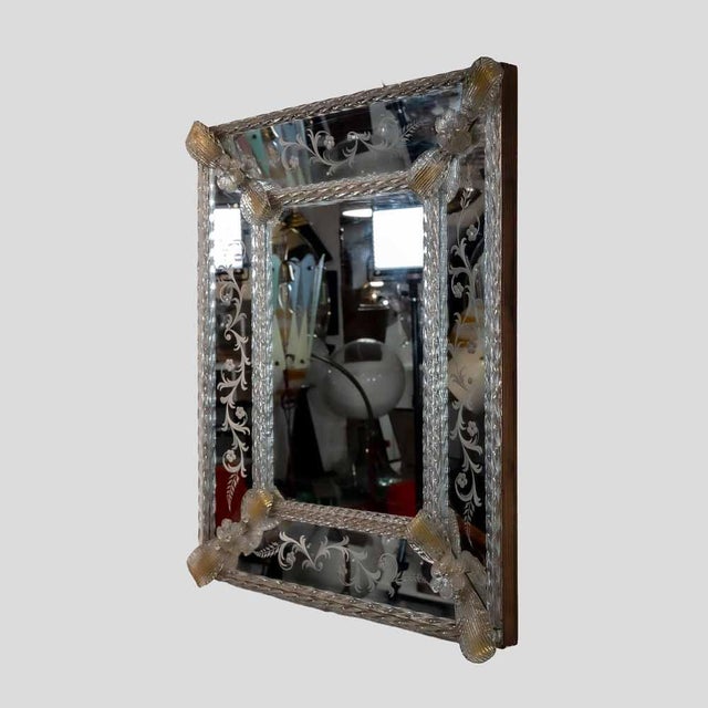 Vintage Venetian Clear and Gilt Glass Mirror, 1960s For Sale - Image 6 of 8