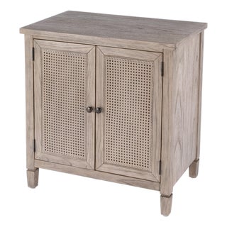 Flagstaff 30 in. W Rectangular Wood 2 Door Cane Accent Storage Cabinet, Desert Sand For Sale