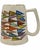 Details: -Vintage university pennants ceramic stein mug with gold trim -Wraparound design featuring college and university...
