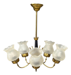 Swedish Modern, Pendant Light, Brass, Glass, Sweden, 1950s