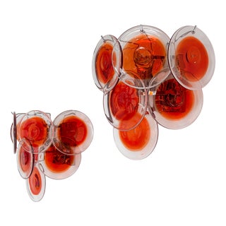 Vintage Italian Murano Glass Wall Lamps, 1970s, Set of 2 For Sale