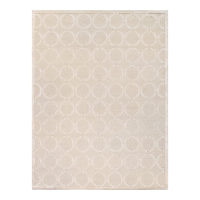 Edgy Hand-Tufted Ivory Area Rug- 8' 9'' X 11' 9'' For Sale