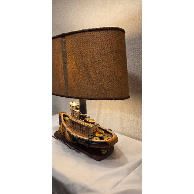 Vintage Albatross Tugboat Nautical Table Lamp – Hand-Painted Maritime Decor For Sale - Image 11 of 12
