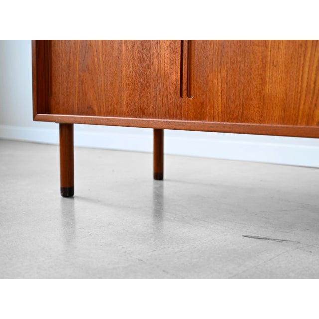 Vintage Sliding Door Cabinet in Teak by Hans Wagner for Ry Möbler For Sale - Image 9 of 16