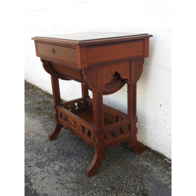 Eastlake Victorian 1800s Nightstand Side End Bedside Sewing Table 6110 For Sale - Image 15 of 18