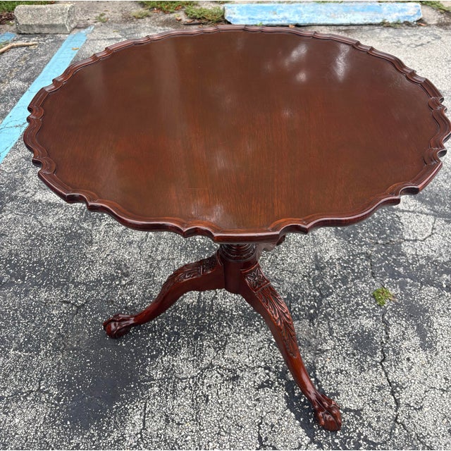 A finely crafted solid mahogany tilt-top table by Baker Furniture from their celebrated Historic Charleston Collection....