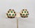1960s Vintage 1960s Signed Trifari Round Goldtone Cabochon Faux-Emerald Clip Earrings-2 Pieces For Sale - Image 5 of 8