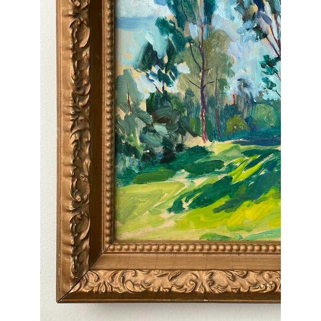 Paint Late 20th Century Impressionist Oil on Board Grove of Trees, Framed For Sale - Image 7 of 17