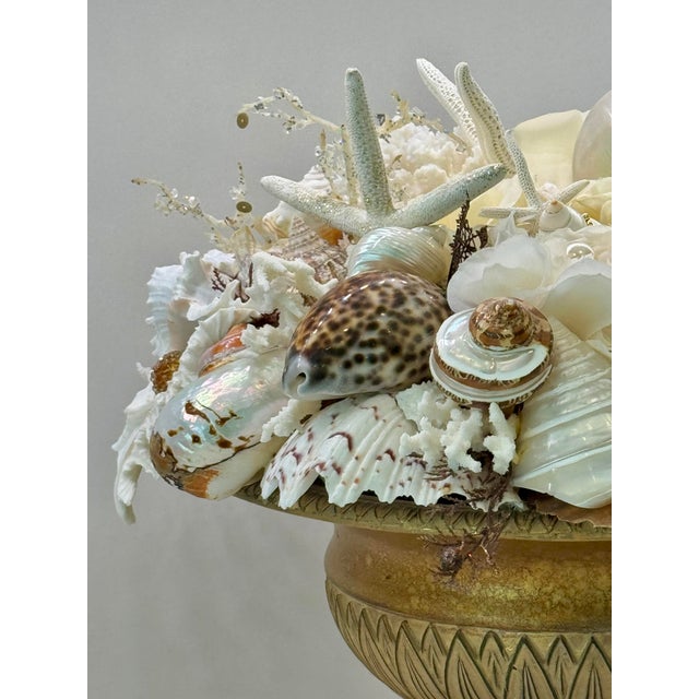 White Large Neoclassical Coastal Shell Composition Urn – Nautical Fine Art Decor For Sale - Image 8 of 11