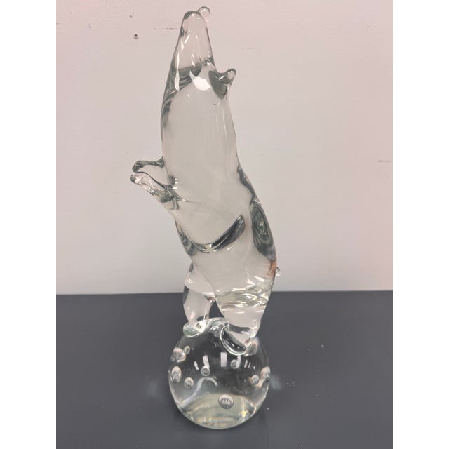 Mid 20th Century Signed Zanetti Murano Glass Pig Sculpture on Bubble Ball Base For Sale In West Palm - Image 6 of 7