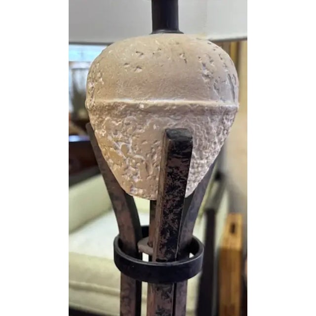 Mid 20th Century Mid Century Iron Lamp, Signed For Sale - Image 5 of 6
