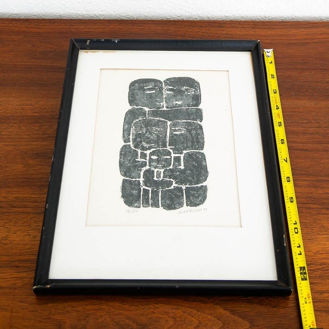 Paper Mid Century Modern Abstract Figures Block Print George Constant Signed 11/50 For Sale - Image 7 of 8