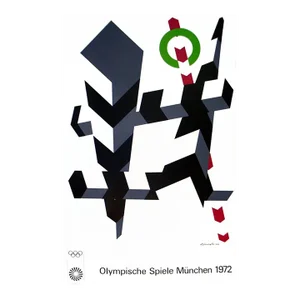 1972 Allan D'Arcangelo 'Munich Olympics' Sports Gray,Black,Black & White,Green,Red Germany Serigraph