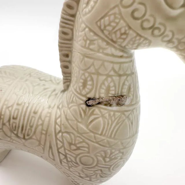 Ceramic Mid-Century Modern Bitossi Style Horse White Figurine Raymor Slipware Pottery For Sale - Image 7 of 12