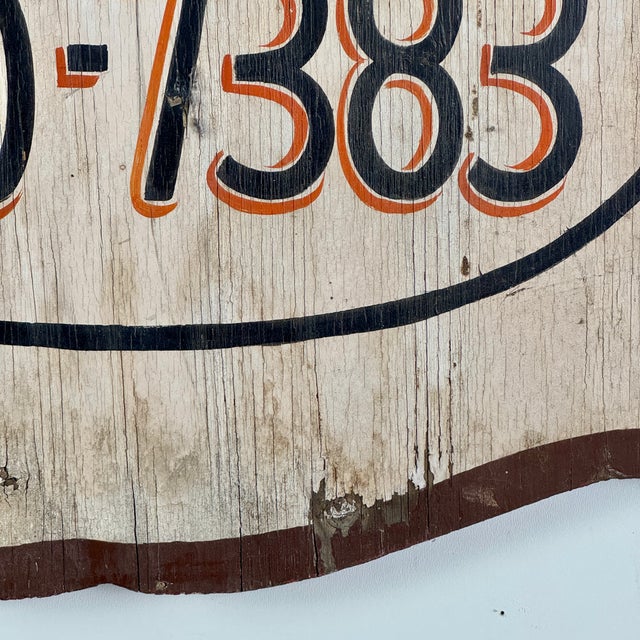 Vintage Double Sided Wooden Sign Advertising "Mens Hair by Women" With Mustache Illustration For Sale - Image 9 of 9