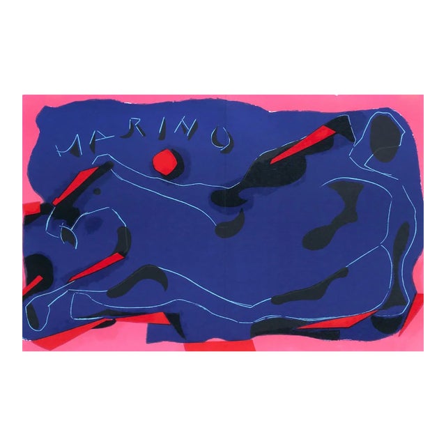 Marini Lithograph Two Horses XXe Siecle 1974 For Sale