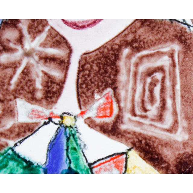 Elio Schiavon Elio Schiavon Italian Ceramic Harlequin Plaque For Sale - Image 4 of 8