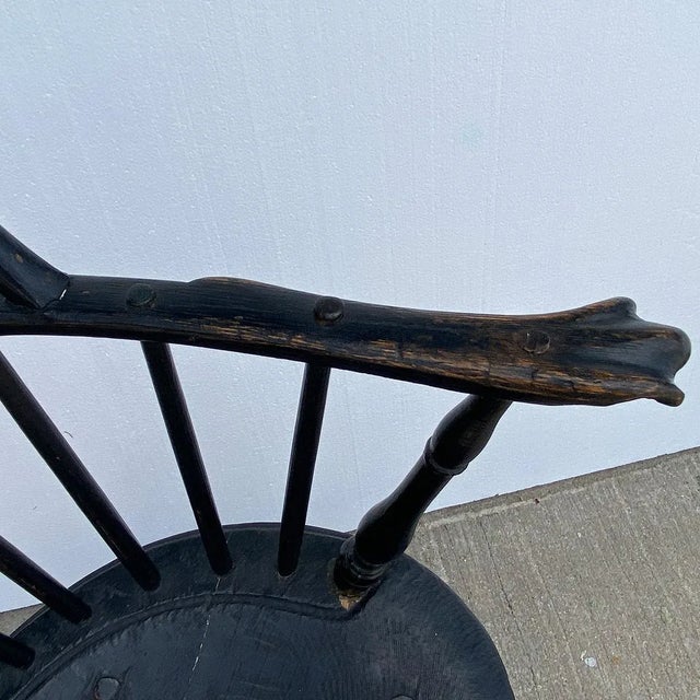 American Black-Painted Sackback Windsor Knuckle Armchair For Sale - Image 11 of 11