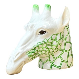 Vintage Italian Glazed Ceramic Giraffe Cache Pot For Sale