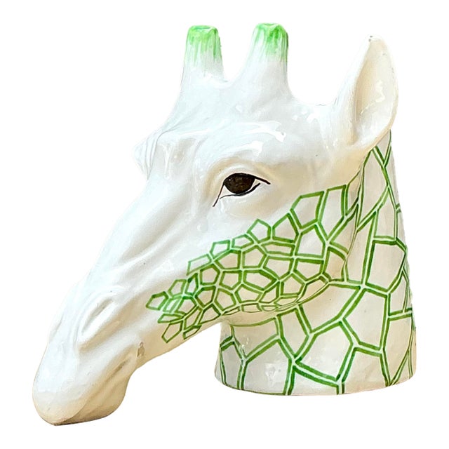 Vintage Italian Glazed Ceramic Giraffe Cache Pot For Sale