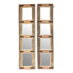 Pair of Antique Farmhouse Teak Door Mirrors