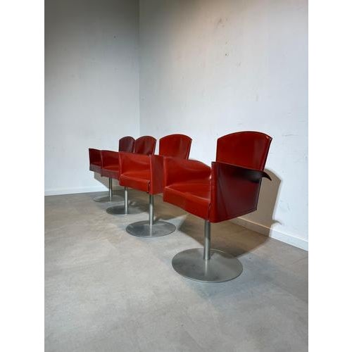 Metal Leather Swivel Armchair from Frag Italia For Sale - Image 7 of 7
