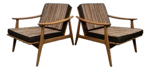 Pair of Vintage Walnut Spindle-Back Lounge Chairs