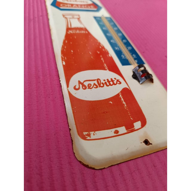 Premium Vintage Style Nesbitt's Orange Soda Bottle Advertising Thermometer Sign For Sale - Image 9 of 13