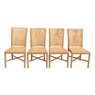 Authentic McGuire Antalya Laced Rawhide Dining Chairs, a Set of 4 For Sale
