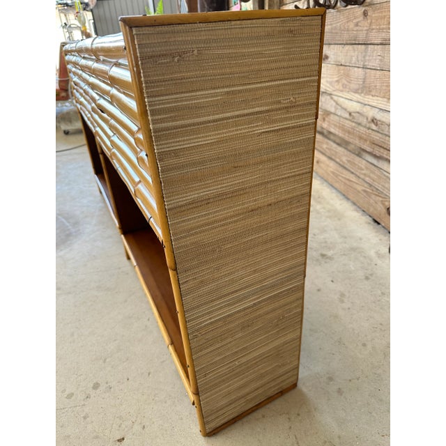 1950’s Coastal Old Florida Split Bamboo Grasscloth Planter For Sale - Image 9 of 13