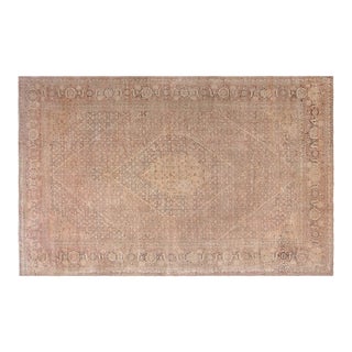 Fine Antique Persian Tabriz Brown Handmade Wool Carpet For Sale