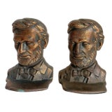 1930's Bronzed Copper Abraham Lincoln Bust Bookends For Sale
