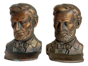 1930's Bronzed Copper Abraham Lincoln Bust Bookends